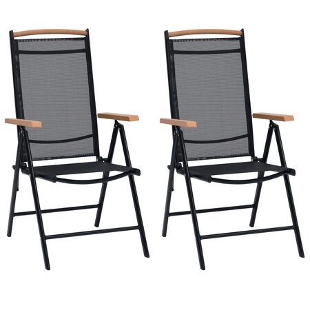 vidaXL Chaises de jardin pliables lot de 2 aluminium et textilène noir