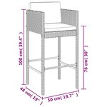 vidaXL Ensemble de bar de jardin avec coussins 7 Pièces marron poly rotin