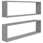 vidaXL Étagères murales cube 2 Pièces Sonoma gris 100x15x30 cm Bois
