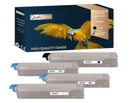 Qualitoner x4 toners 44059108 (noir + cyan + magenta + jaune) compatible pour oki