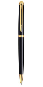 Waterman hemisphere stylo bille noir brillant recharge bleue pointe moyenne coffret cadeau