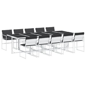 vidaXL Ensemble à manger de jardin avec coussins 11Pièces blanc textilène