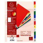 Intercalaires Imprimés Numériques Polypropylène 12/100e - 12 Positions - A4 - Assorties Vives - X 20 - Exacompta