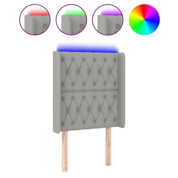 vidaXL Tête de lit à LED Gris clair 83x16x118/128 cm Tissu