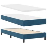 Lit à ressorts avec matelas vidaXL Bleu foncé 90x200 cm Velours