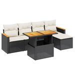 vidaXL Salon de jardin 6 Pièces avec coussins noir résine tressée