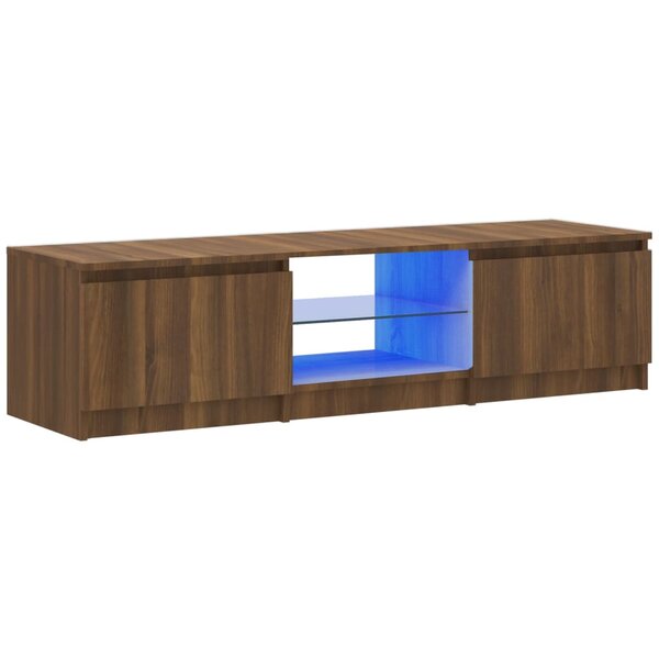 vidaXL Meuble TV avec lumières LED Chêne marron 140x40x35 5 cm