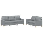 vidaXL Ensemble de canapés 2 Pièces avec coussins Gris clair Tissu