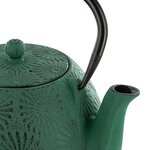 Théière en fonte Hanami vert émeraude 1 2 L + 4 pailles en inox