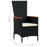 vidaXL Mobilier à dîner d'extérieur 7Pièces Résine tressée et acacia Noir