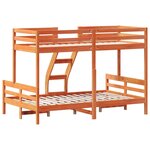 vidaXL Lit superposé 80x200/120x200 cm cire marron bois de pin massif