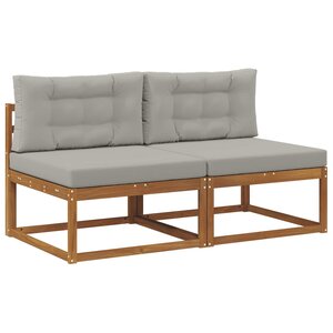 vidaXL Sofa de milieu extérieur avec coussin 2 Pièce Naturel