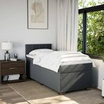 vidaXL Sommier à lattes de lit avec matelas Gris foncé 90x200 cm Tissu