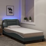 vidaXL Cadre de lit avec lumières LED gris clair 90x190 cm tissu