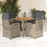 vidaXL Ensemble à manger de jardin 5 Pièces coussins gris résine tressée