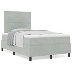 Lit à ressort vidaXL avec matelas Velours gris clair petit double