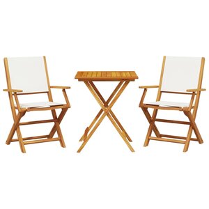 vidaXL Ensemble de bistro 3 Pièces blanc crème tissu et bois massif