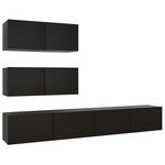 vidaXL Ensemble de meuble TV 4 Pièces Noir Bois d'ingénierie