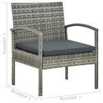 vidaXL Chaise de jardin avec coussin Résine tressée Gris