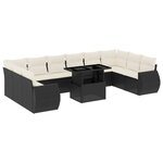 vidaXL Salon de jardin 11 Pièces avec coussins noir résine tressée
