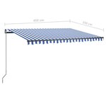 vidaXL Auvent automatique capteur de vent LED 450x350 cm Bleu et blanc