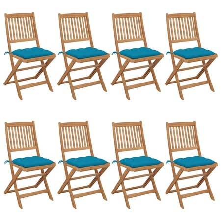 vidaXL Chaises pliables de jardin 8 Pièces avec coussins Bois d'acacia