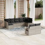 vidaXL Salon de jardin 9 Pièces avec coussins gris clair résine tressée