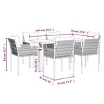 vidaXL Ensemble à manger de jardin 7 Pièces coussins résine tressée acier