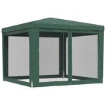 vidaXL Tente de fête avec 4 parois latérales en maille Vert 3x3 m PEHD