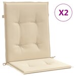 vidaXL Coussins de chaise de jardin à dossier bas lot de 2 beige