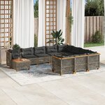 vidaXL Salon de jardin 11 Pièces avec coussins gris résine tressée