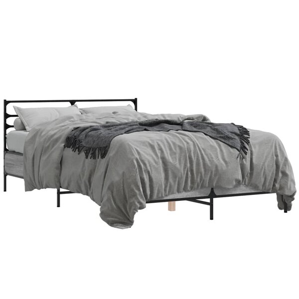 vidaXL Cadre de lit sonoma gris 120x200 cm bois d'ingénierie et métal