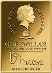 Pièce de monnaie en Or 1 Dollar g 0.062 (1/500 oz) Millésime 2022 Vincent Masterpieces IRIS