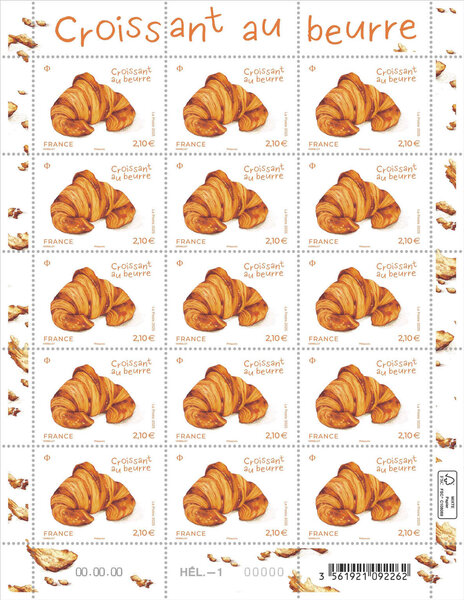 Feuille de 15 timbres - Croissant au beurre - Lettre Internationale