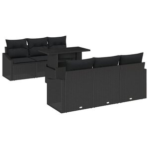 vidaXL Ensemble de canapé de jardin avec stockage 7 Pièces Noir polyrotin