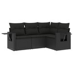 vidaXL Salon de jardin 4 Pièces avec coussins noir résine tressée