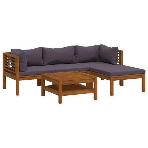 vidaXL Salon de jardin 5 Pièces avec coussin Bois d'acacia solide