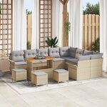 Set de canapé de jardin de 13 pièces avec coussins beige rattan poly acacia