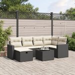 vidaXL Salon de jardin 7 Pièces avec coussins noir résine tressée
