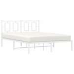 vidaXL Cadre de lit métal avec tête de lit blanc 140x200 cm