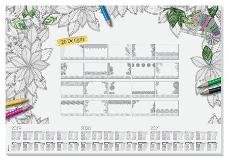 Sous Mains Papier 'Design' (L)595 x (H)410 mm à Colorier 20 Feuillets SIGEL