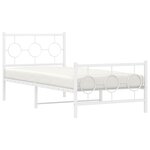 vidaXL Cadre de lit métal avec tête de lit/pied de lit blanc 90x190 cm
