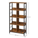 Bibliothèque 8 compartiments étagère livres meuble de rangement ouvert pour bureau salon chambre 80 x 33 x 149 cm style industriel marron rustique et noir 12_0001470