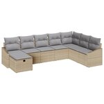 vidaXL Ensemble de canapé de jardin 8 pièces avec coussins beige poly rattan