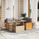 vidaXL Salon de jardin avec coussins 5 Pièces beige résine tressée