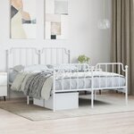 vidaXL Cadre de lit métal avec tête de lit/pied de lit blanc 150x200cm