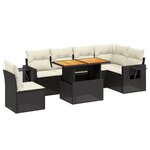 vidaXL Salon de jardin 7 Pièces avec coussins noir résine tressée