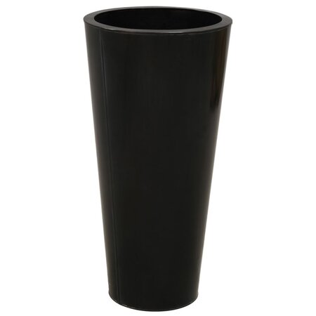 Grand vase rond et haut en zinc noir