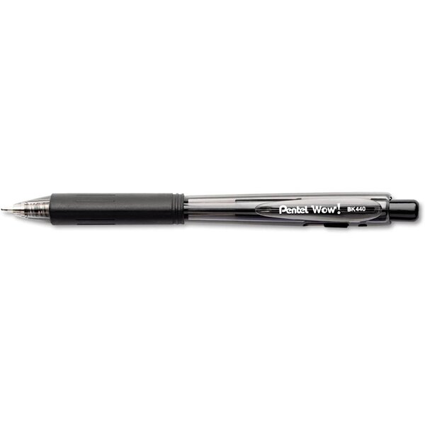 Stylo à bille rétractable wow bk440  noir x 12 pentel