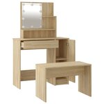 vidaXL Ensemble de coiffeuse avec LED Chêne sonoma Bois d'ingénierie